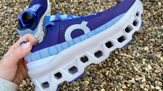 a photo of the midsole on the On Cloudmonster running shoe