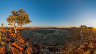 Wolfe Creek Crater lies in Wolfe Creek Crater National Park, Western Australia.