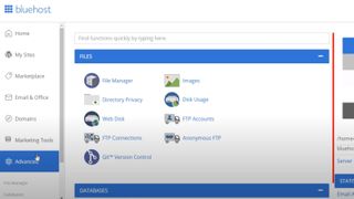 Bluehost's cPanel website administration tool