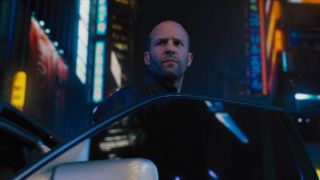 Jason Statham getting out of a car at the end of Fast & Furious 6