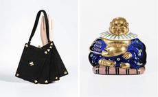 Hand pocketbook novelty bag (left) and Buddha fragrance bottle (right)