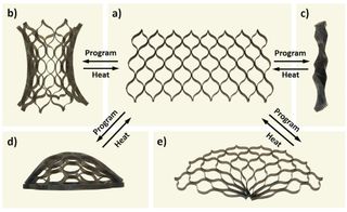 A "4D-printed" structure can be transformed from its permanent shape into many different shapes that are structurally stiff at room temperature and then returned to its permanent shape by applying heat.