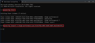 Powercfg export command