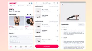 A screenshot of the workouts on the Sweat app