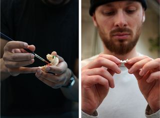 People making grillz teeth jewels at a jewellery class