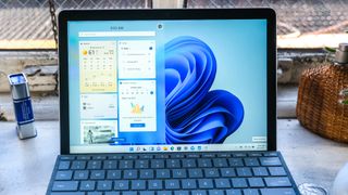 The Microsoft Surface Go 3 with Windows 11's widgets