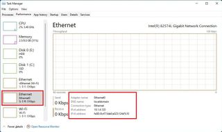 Task Manager view network configuration