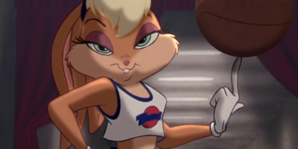 Lola Bunny spinning basketball on her finger in Space Jam