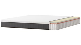 The Emma NextGen Premium Mattress against a white background with a cutout showing the interior foam and coil layers