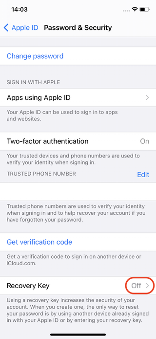 How to set up an Apple ID recovery key on an iPhone or an iPad