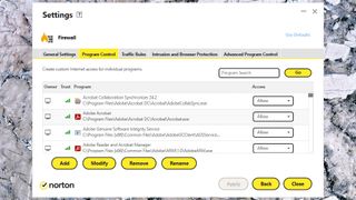 Norton 360 Deluxe Firewall settings.