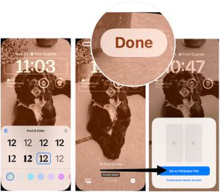 Click on the time to change the font for the time. Tap Add when finished. Select Set as Wallpaper Pair if you want the Home screen and Lock screen to have the same background image. Otherwise, tap Customize Home Screen.