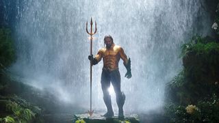 Aquaman appears in his classic comic-book suit in his 2018 solo movie