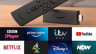 Amazon Fire TV Stick above available streaming services