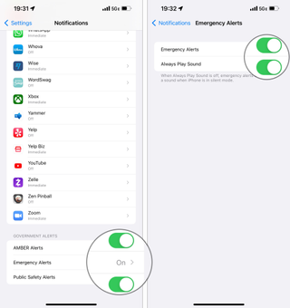 How to control AMBER and Government Alerts on your iPhone by showing: Scroll to the bottom and then tap the toggles for Amber Alerts and Public Safety Alerts, and tap Emergency Alerts to turn it on and choose whether it will Always Deliver with a sound or not