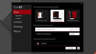 A screenshot of the Style menu in Start10