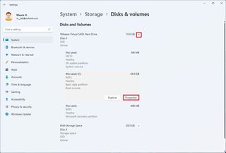 Disks & Volumes partition selection