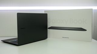 Samsung Galaxy Book 3 Ultra open next to its box