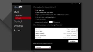 A screenshot of the Configure menu in Start10