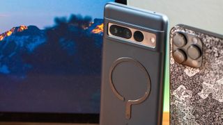 Close-up of Pixel 7 Pro with Spigen MagSafe Adapter installed