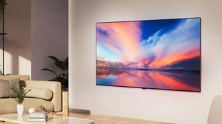 The LG B4 OLED on a living room wall.