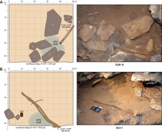 A diagram illustrating where the sticks were found