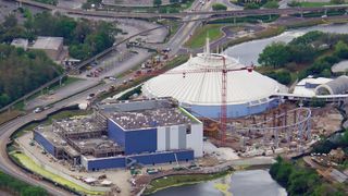 A sneak peek at the Tron coaster and Space Mountain.