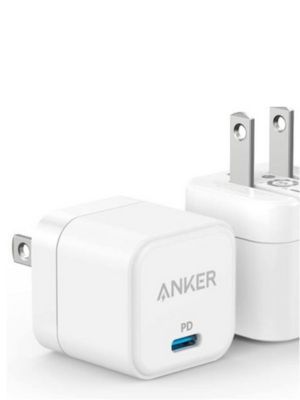 anker 20w fast charger on a white background