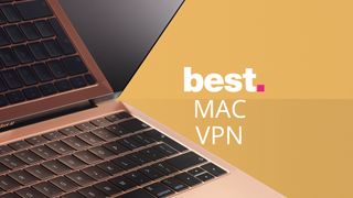 A Mac on a yellow background with "best Mac VPN" overlaid