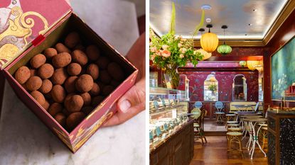 Birley Chocolate shop with open chocolates and shop interior