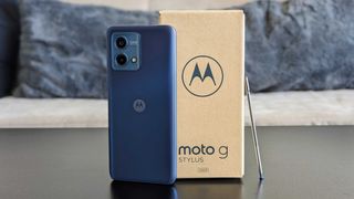 Moto G Stylus (2023) with the retail box