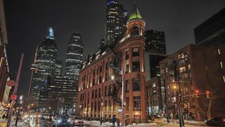 Example photo of building in night shooting and editing.