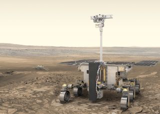 An artist's depiction of the European Space Agency's ExoMars rover Rosalind Franklin. ESA and Roscosmos have delayed its launch from 2020 to 2022 due to parachute problems.