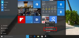 Pin to taskbar