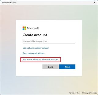 Add a user without a Microsoft account