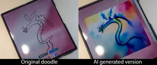 Using the AI doodle feature on the Samsung Galaxy Z Fold 6