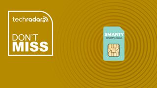 A Smarty SIM card on a yellow background next to text saying Don't Miss.