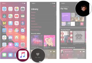 Open Music, tap For You, tap avatar