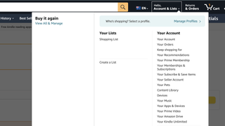 Screenshot of Amazon homepage