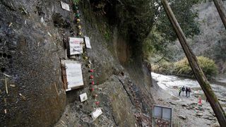 A photo shows the cliffside in Japan's Chiba prefecture that's part of a line of sediment that recorded the geologic history of the planet between 770,000 and 126,000 years ago.