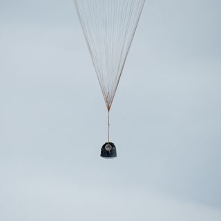 The Soyuz TMA-18M spacecraft is seen as it lands with Expedition 46 Commander Scott Kelly of NASA and Russian cosmonauts Mikhail Kornienko and Sergey Volkov of Roscosmos near the town of Zhezkazgan, Kazakhstan on Wednesday, March 2, 2016 (Kazakh time).