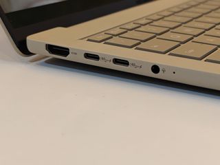 Asus Zenbook A14 close-up of 40Gbps USB-C and HDMI ports