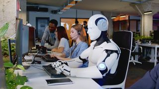 AI robot in an office setting