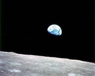 The iconic "Earthrise" photo was captured by astronaut Bill Anders from lunar orbit during NASA's Apollo 8 mission on Dec. 24, 1968.