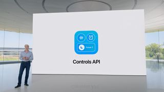 Apple SVP Craig Federighi in front of an Apple Control API icon