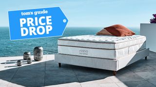 Saatva Classic mattresses, with Price Drop flag overlaid