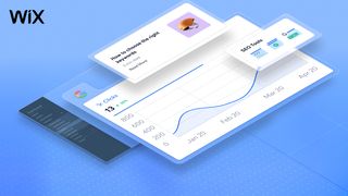 Wix SEO dashboard on blue background