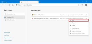 Microsoft Edge Chromium edit favorite option