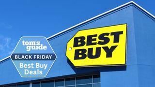 Front of Best Buy store showing sign 