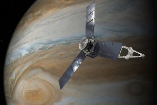 Jupiter has traditionally been thought of as a shepherd for wayward asteroids careening towards the inner solar system, but a new paper argues the view is simplistic. The Juno spacecraft (pictured above in an artist's impression) is visiting the planet right now.